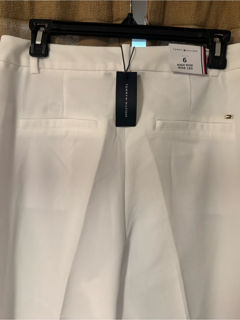 Tommy Hilfiger White High-Rise Wide-Leg Trousers